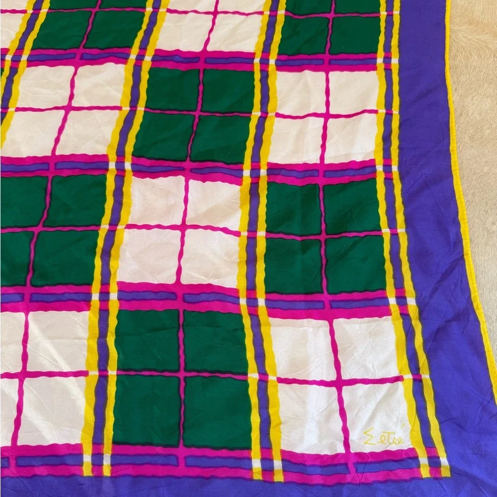 Signed Zetee I think- Colorful Checkered Women's Scarf